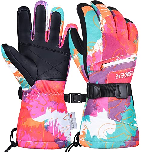 Kids Winter Gloves Waterproof Snow Ski Gloves for Boys Girls with Zipper Pocket