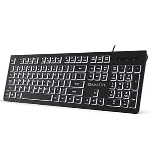 (Refurbished) Amkette Wi-Key Backlit Wired Keyboard | White Backlit with Brightness Control | Laser-Etched Keys | 12 Multi-Media Keys | Plug and Play USB Connection | Compatible with PC/Mac/Laptop | 1 Year Warranty