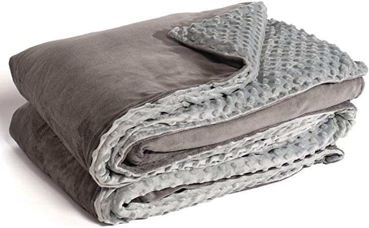 Marpac Yogasleep Premium Weighted Blanket & Removable Minky Cover | 20 Lbs | 60” X 80” | for Individual 190 – 240 Lbs | Premium Glass Beads | Charcoal/Light Grey | Natural Sleep Aid
