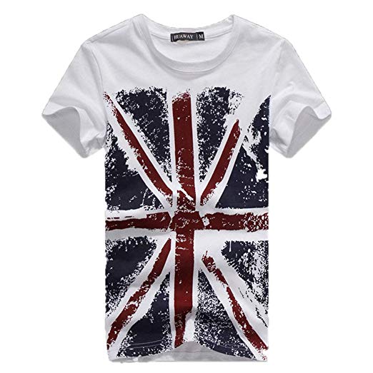 Union Jack Flag/Men Short Sleeve T-Shirt, Fashion UK England Flag Printed T Shirt for Man, Causal Top & Tees Male Clothes
