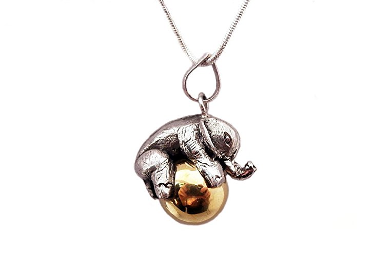 Sterling Silver Elephant Bali Harmony Ball Chime Pendant with Sterling Silver Chain