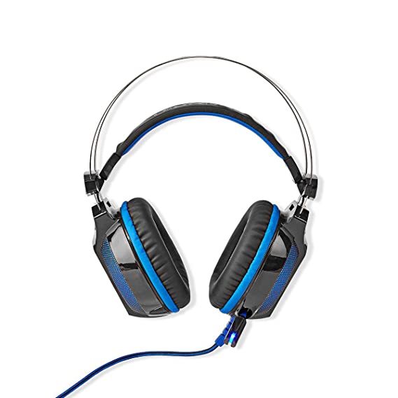 Amigo Nedis Wired Over-Ear Gaming Headset | with 7.1 Virtual Surround Sound | USB Connector | LED Light | Extra Bass (Black/Blue)