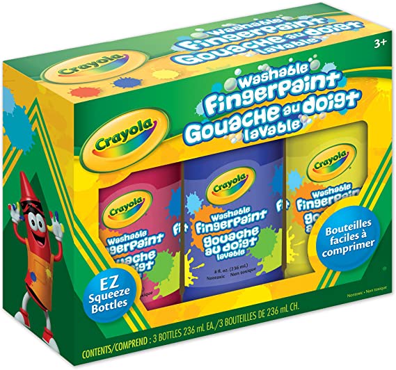 Crayola 3 Ct Fingerpaints, School, Craft, Painting and Art Supplies, Kids, Ages 3,4, 5, 6 and Up, Holiday Toys, Stocking , Arts and Crafts, Gifting