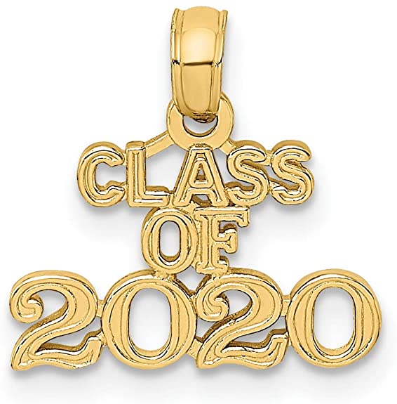 Class of 2020 Words Graduation Pendant in Real 14k Yellow Gold