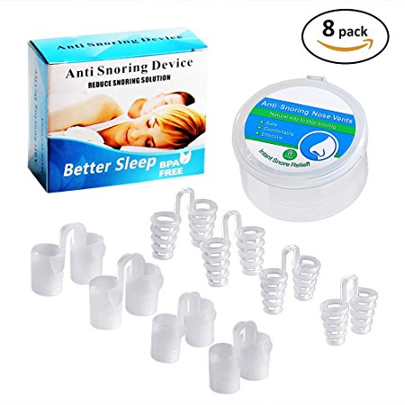 Agetp Anti Snoring Nose Vents Snoring Solution to Stop Snoring Easy Breathing Relieve Nasal Congestion and Snore Stopper Anti Snoring Devices Anti Snoring Aids（8packs included）