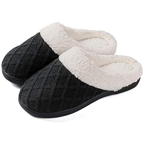 ULTRAIDEAS Women's Cozy Memory Foam Knit Slippers, Ladies' Slip on Mules House Shoes with Indoor Outdoor Anti-Skid Rubber Sole