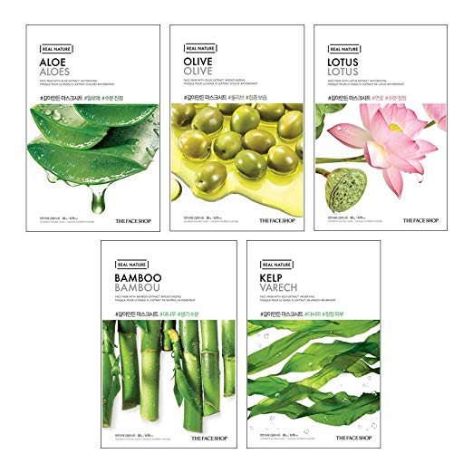 The Face Shop Unisex Real Nature Hydrating Masksheet Combo (Pack of 5)
