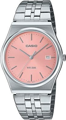 Casio MTP-B145D-4AV Men's Vintage Stainless Steel Pink Dial 3-Hand Analog Watch