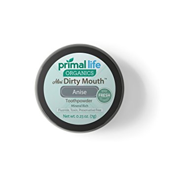 Dirty Mouth Organic Toothpowder MINI BEST All Natural Dental Cleanser - Gently Polishes, Detoxifies, Re-Mineralizes and Strengthens Teeth - Better Than Toothpaste (Anise, 0.25 Ounces)