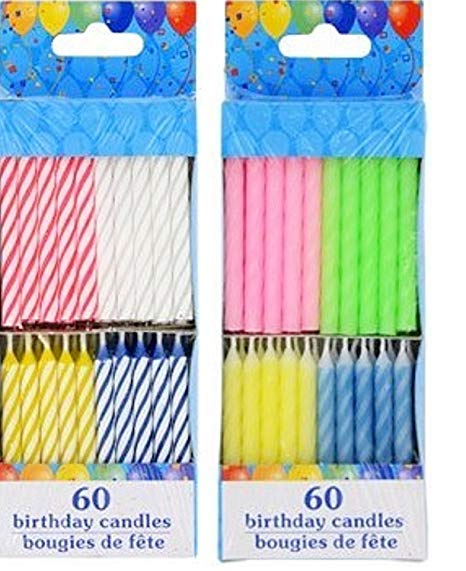 Greenbrier Pastel Spiral, Spiral Bright Birthday Candles 2 Packs 120 Candles