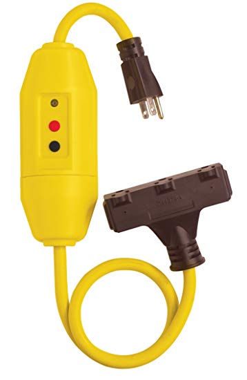 Tower Manufacturing 30338024 2' Length, 15 and In-Line GFCI And Triple Tap Cord Set With Auto Reset