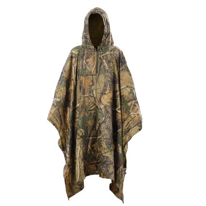 Covenov Multifunction Military Camouflage Rain Poncho Rainwear Packable Raincoat