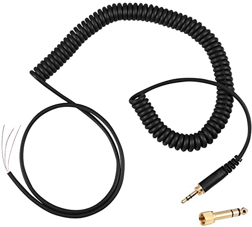 Coiled Audio Cable for Beyerdynamic DT 770/770PRO/990/990PRO Headphones, Coiled Headphone Cable 3.5MM Audio Cable Replacement for Earphones with 6.35MM Plug