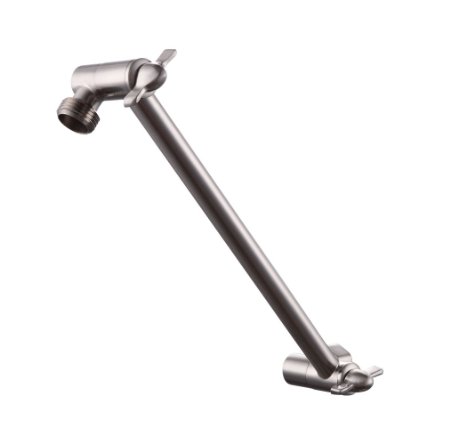 KES All BRASS 10-Inch Adjustable Shower Arm with High Flow Universal Showering Components Brushed Nickel PSA10S10-2
