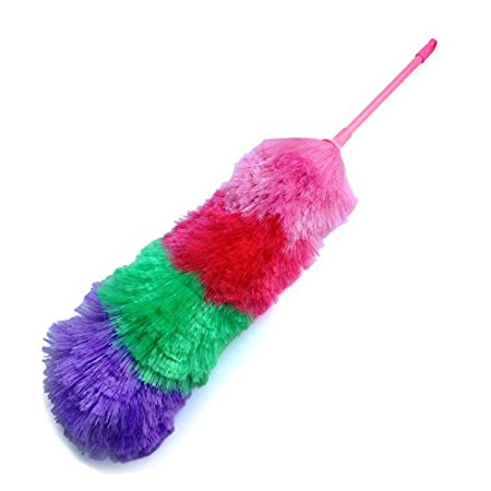 SCC Large 27" Inch Static Duster with Bonus 35" Inch Extension Pole - Electrostatic Feather Duster attracts dust like a magnet! - Assorted Colors Will Ship