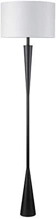 Globe Electric Novogratz x Globe Temple 70" Floor Lamp, Matte Black, White Fabric Shade, Socket Rotary Switch 67224, 70.6"