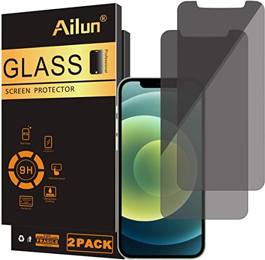 Ailun Privacy Screen Protector Compatible for iPhone 12/iPhone 12 pro 2020 6.1 Inch 2 Pack Anti Spy Tempered Glass