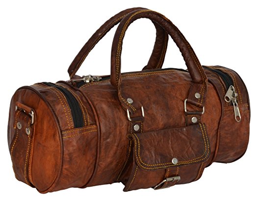 20" Leather Duffel Bag Travel Holdall Weekend Overnight Cabin Bag Sports Gym Bag
