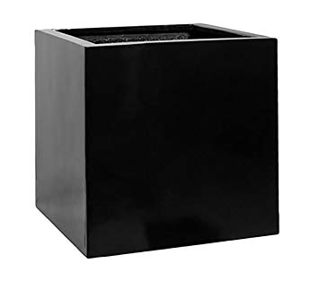 Black Square Planter Box Indoor & Outdoor - Elegant Matte Cube Shaped Flower Tree Pot - Inner Dimensions 20”H x 20”W x 20”L - by Pottery Pots