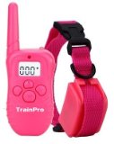Lady TrainPro Pink 300 Yard Rechargeable Waterproof Dog Training Bark Collar with Updated 2016 Crystal LCD Remote Control Safely Turn Your Stubborn Pets Into Obedient Partners Best for Large Medium and Small Pets Perfect Gift