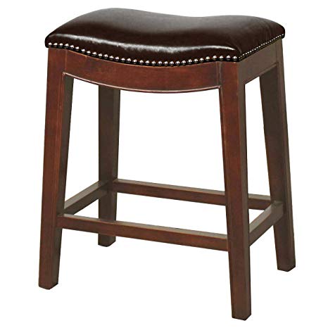 New Pacific Direct 358625B-01 Elmo Bonded Leather Counter Stool Furniture, Saddle Brown