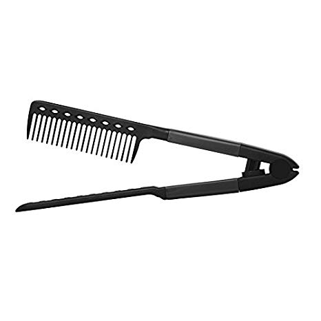 Herstyler Comb For Straightening Hair |Hair Styling Comb For Great Tresses |Hair Straightener Comb With A Firm Grip |Straightening Comb For Knotty Hair| Flat Iron Heat Resistant Comb|Get wooed (Black)