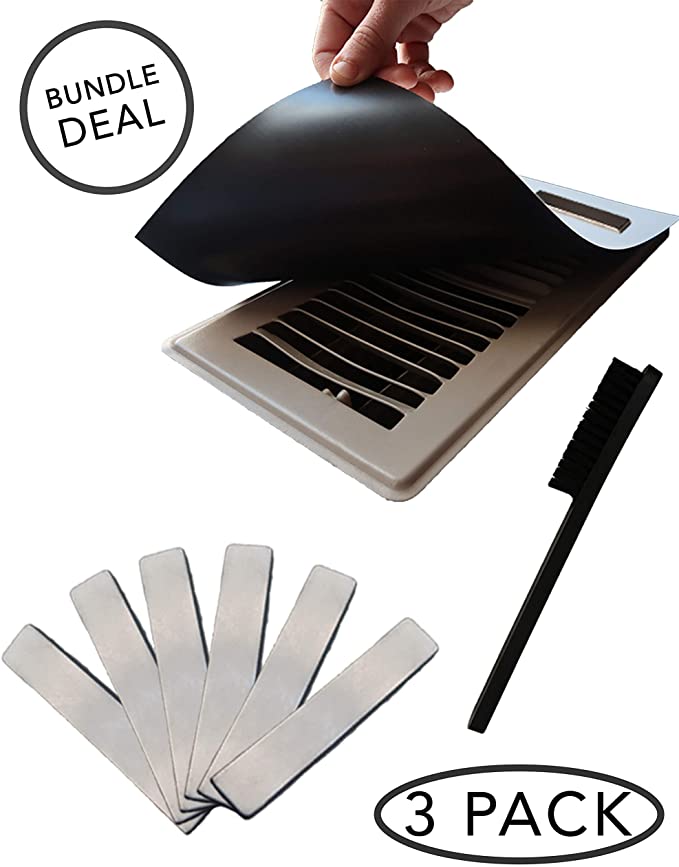 3 Pack - Super Strong Magnetic Air Vent Covers 8”x 15.5” Includes 6 Additional Magnets for Guaranteed Strength- Floor, Wall and Ceiling Vents - Can Be Cut to Smaller Sizes - Home, RV, HVAC, AC