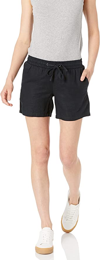 Amazon Essentials Women's 5" Inseam Drawstring Linen Blend Short (Available in Plus Size)