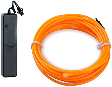 Sounds Control EL Wire ,Lychee 9ft Neon Glowing Strobing Electroluminescent Light El Wire w/ Battery Pack for Parties,Cosplay Halloween Christmas Decoration (Yellow)
