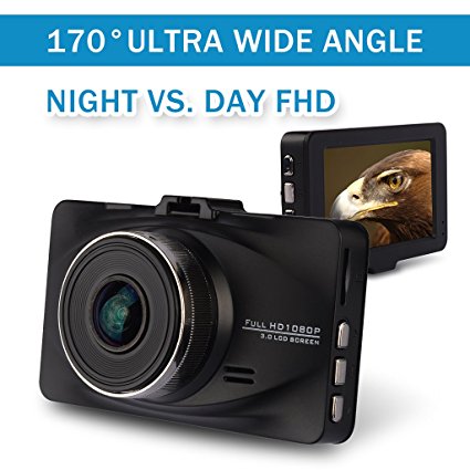 Motoraux Car DVR Full-HD 1920*1080P Dashcam WDR 170°Ultra Wide Angle Car Dashboard with Night Vision G-sensor 6-glass Lens