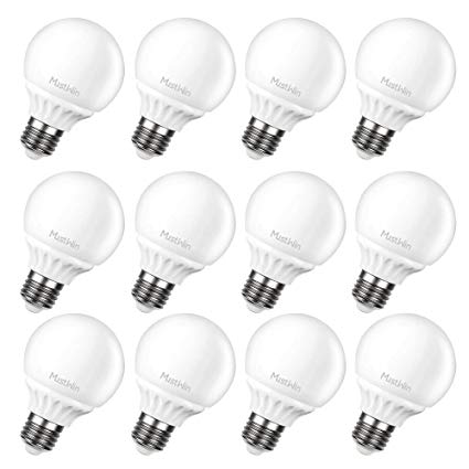 MustWin 12 Pack G25 LED Light Bulbs, 5W (50W Equivalent) 500lm Vanity Light Bulbs, E26 Base, 270 Beam Angle, 5000K Daylight White, Globe Makeup Bulbs, Non-Dimmable