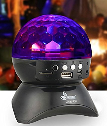 Disco DJ Bluetooth Speaker Portable Crystal Stage Party Dance Light ,LED Crystal Ball Auto Rotating Color Changing Wireless Bluetooth Speakers Party Dance, Ball, halloween, Birthday, Christmas (Black)