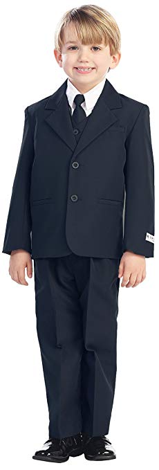 5-Piece Boy's 2-Button Dress Suit - 6 Colors: Black White Ivory Gray (Infant-20)
