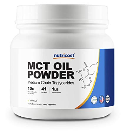 Nutricost MCT Oil Powder 1LB (16oz) Vanilla Flavor - Great for Keto, Ketosis and Ketogenic Diets - Zero Net Carbs - Made in The USA, Non-GMO   Gluten Free (Medium Chain Triglyceride) …