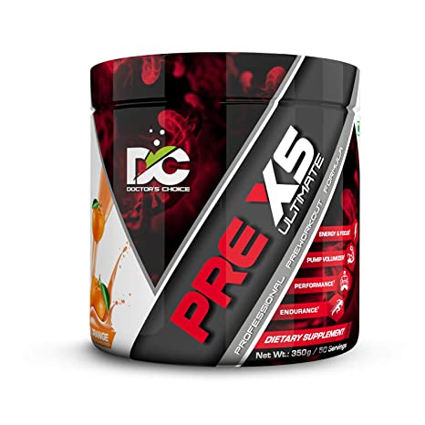 Doctor's Choice PRE-X5 Ultimate Professional Pre-Workout Formula 350g [50 Servings - Tropical Orange]