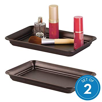 InterDesign Countertop Guest Towel Tray, Bathroom Vanity Organizer - Set of 2 Bronze