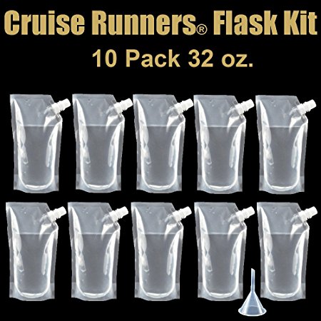 CRUISE RUNNERS® Brand Ship Kit Flask 10 32oz Sneak Alcohol Runner Rum Liquor Smuggle Booze Runners 10 x 32oz