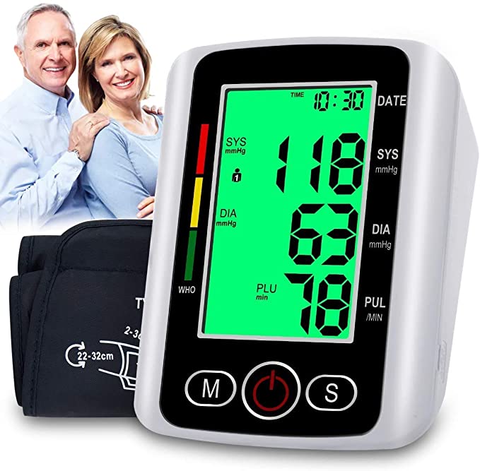 VERYCOZY Blood Pressure Monitor Upper Arm, Automatic Digital Bp Monitor with Cuff 22-32cm, 2x99 Memory, Large Screen, Blood Pressure Machine Pulse Rate Monitor for 2 User Home Personal Use