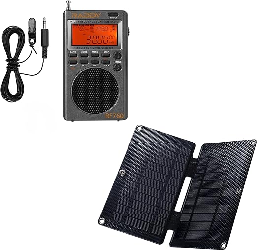 Raddy RF760 Portable SSB Shortwave Radio Receiver with NOAA Alert   SP4 4W Portable Solar Panel