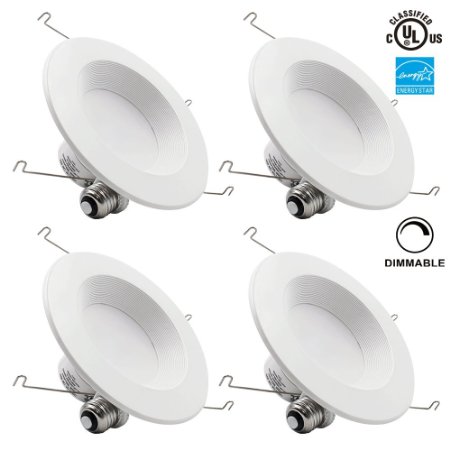 TORCHSTAR 12W 5-6 inch Dimmable LED Downlight, 90W Replacement ENERGY STAR UL-classified Retrofit LED Recessed Lighting Fixture, 5000K Daylight Ceiling Light, Pack of 4