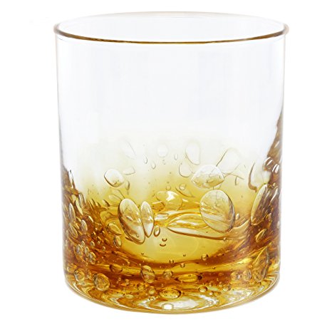 Rocks Glasses Set of 4: Hand-Blown 12-oz Cocktail Glasses – Great Tumbler for Scotch, Bourbon, Whiskey, or Any Mixed Drink – Elegant Barware Gift Set – [AMBER]