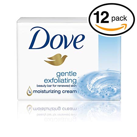 Dove Gentle Exfoliating Beauty Cream Bar Soap 3.5 Oz / 100 Gr (Pack of 12 Bars)