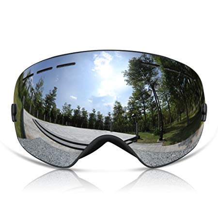 GANZTON Ski Goggles Skiing Snowboard Windproof Goggles with OTG Over Glasses,Double Lens,Anti-UV Anti-Fog and Interchangeable Lens Sunglasses,Helmet Compatible for Women And Men, Boys And Girls