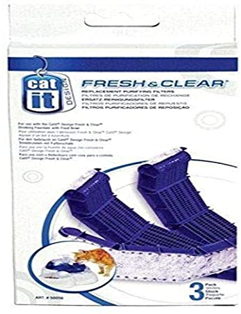 Catit Drinking Fountain Replacement Carbon Filter Cartridge for Fresh & Clear Drinking Fountain - 3-Pack