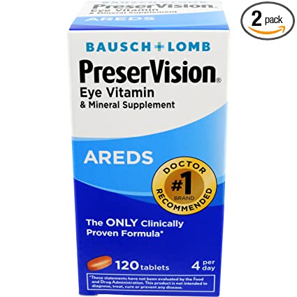 Bausch   Lomb PreserVision Vitamin and Mineral Supplement Tablets, 120 Count Bottle (Pack of 2)
