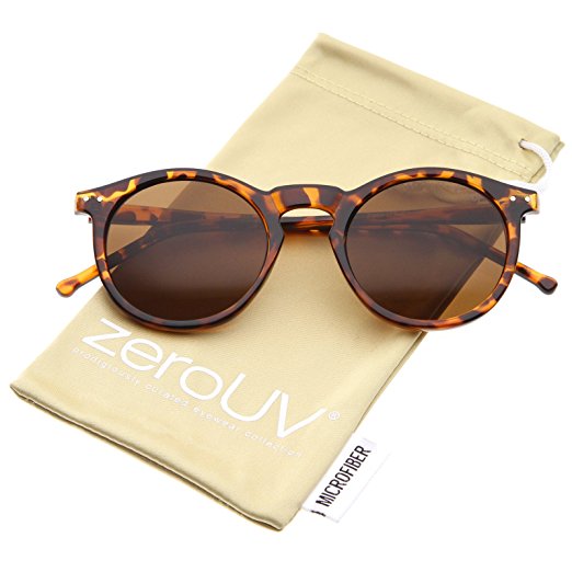 zeroUV - Retro Horn Rimmed Keyhole Nose Bridge P3 Round Sunglasses 49mm