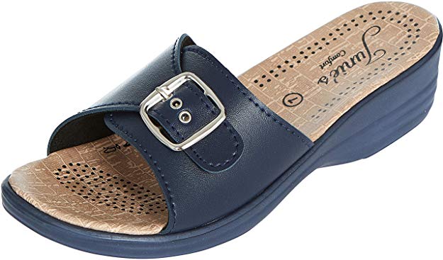 Junie's Comfort Sandals for Women | Slip-on | Open Toe | Low Platform Wedge | Slides | Summer Sandal