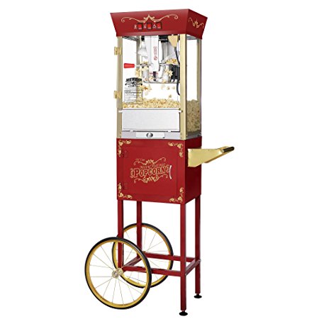 Great Northern Popcorn Red Matinee Movie 8 oz. Ounce Antique Popcorn Machine and Cart