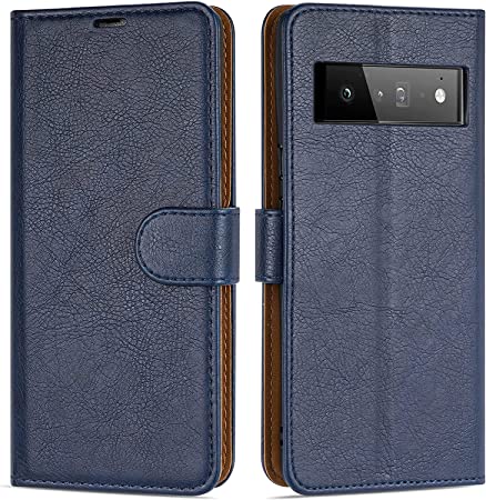 Case Collection for Google Pixel 6a Phone Premium Leather Folio Cover, Magnetic Closure Protective Book Design Wallet Flip with [Card Slots] and [Kickstand] for Google Pixel 6a Case