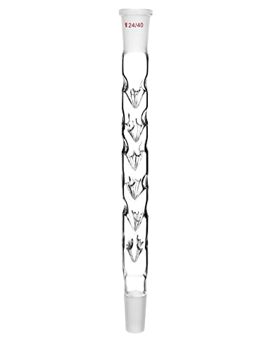 QWORK Glass Fractionator Vigreux Distillation Column with 24/40 Fitting 7-7/8" Long with Laboratory Indentation Condenser for Distillation Equipment in Organic Chemistry